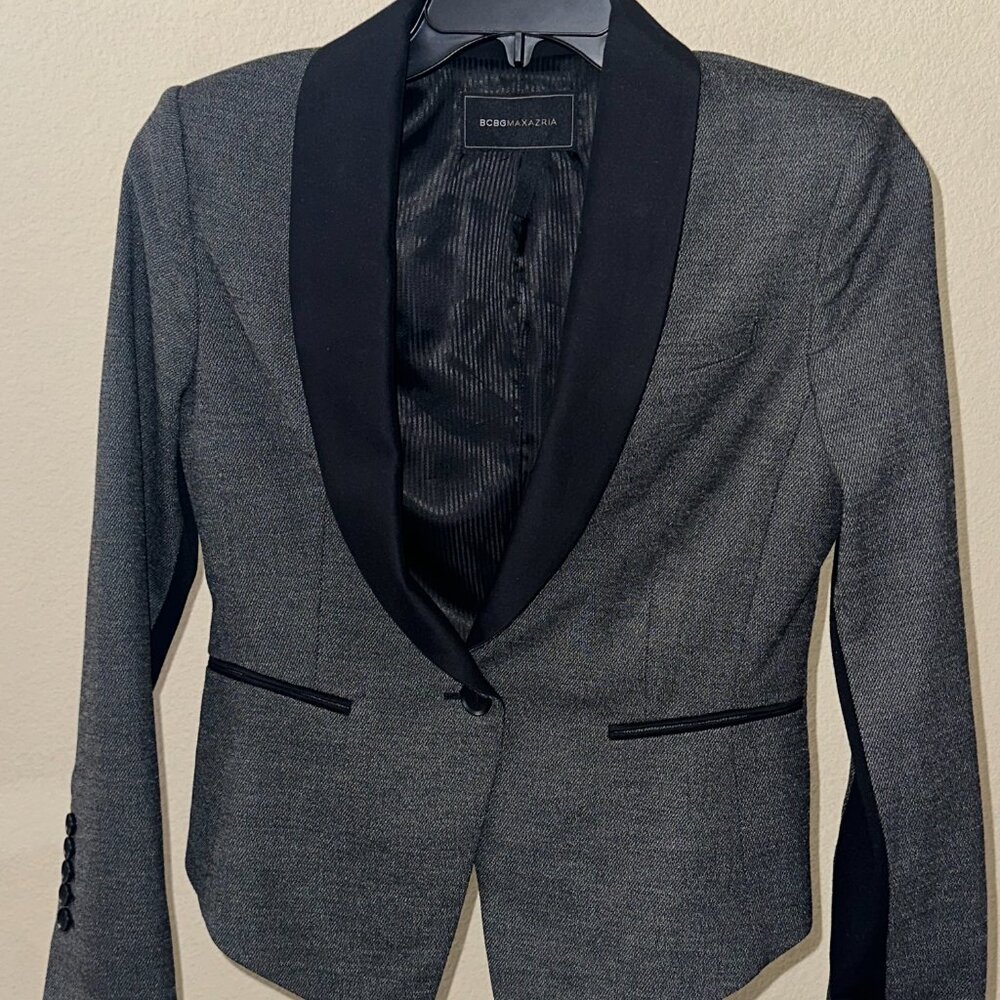 🩶 BCBGMAXAZRIA Gray Tuxedo Blazer | Size M